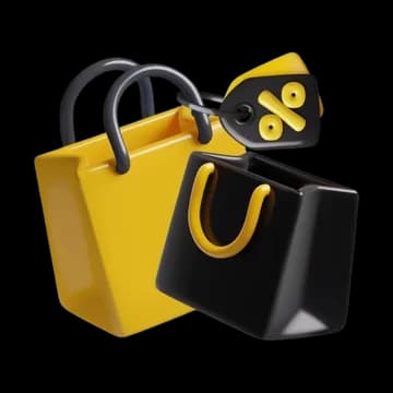 Yellow and black shopping bags with a price tag